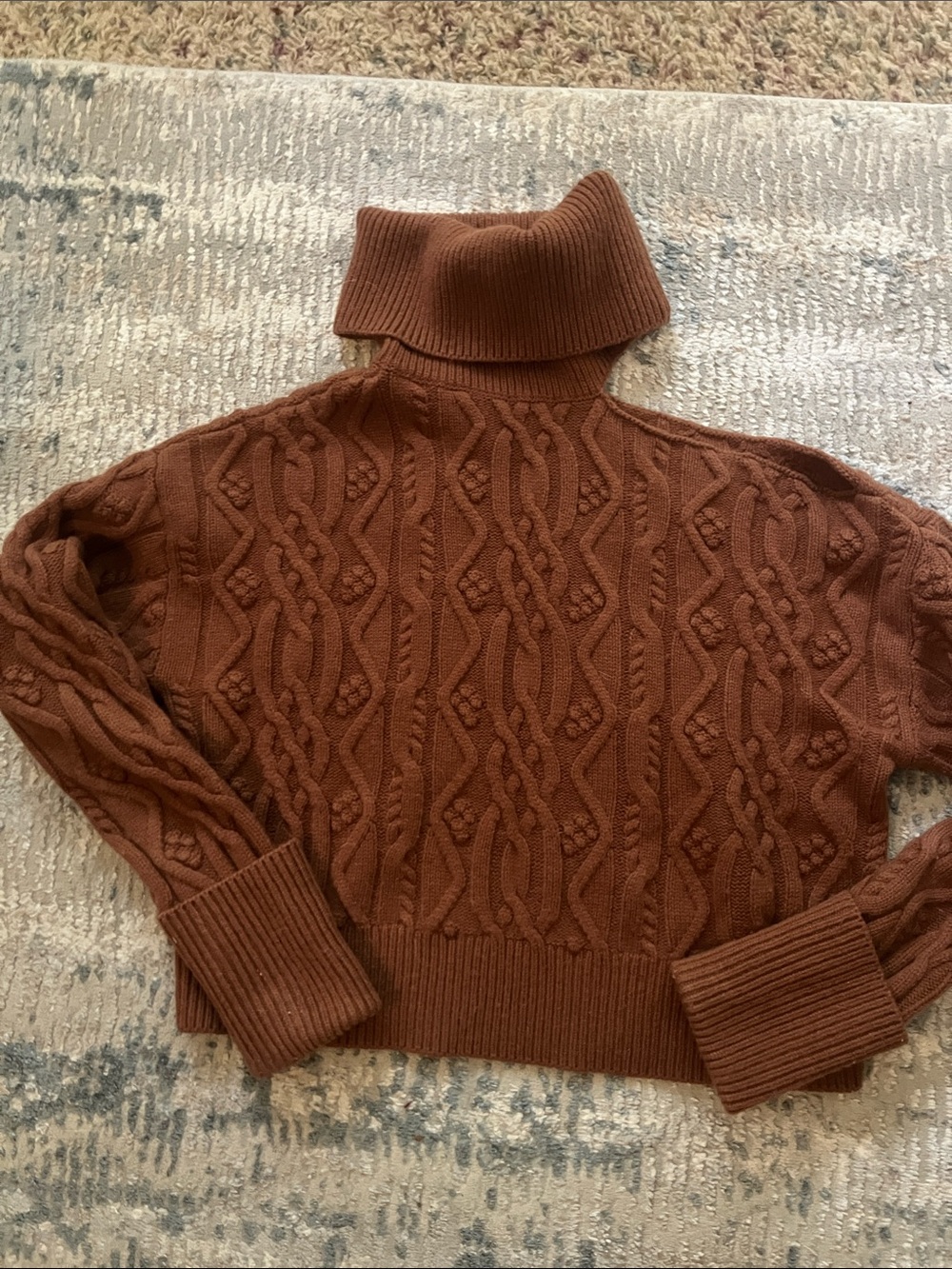 PAIGE Argon Oil cut out Cable Turtleneck Sweater